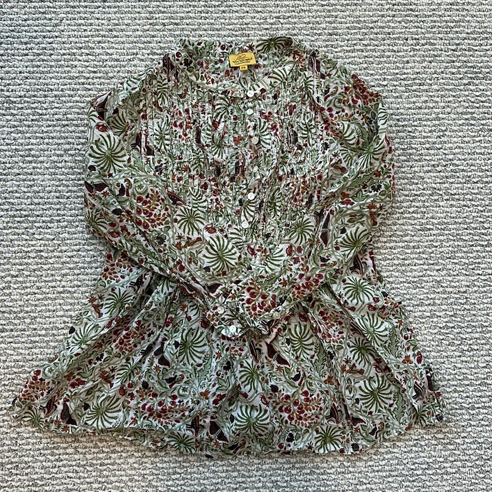 Early 2000s Roberta Roller Rabbit Long Sleeve Mini Dress/Beach Coverup Size XS